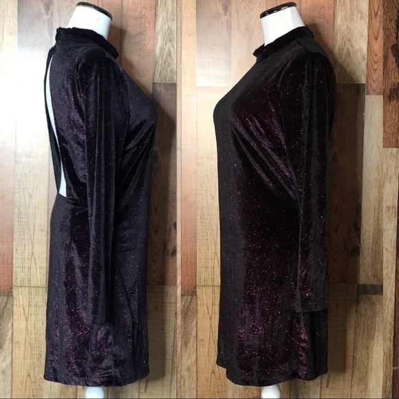 Melloday Sparkle Velvet Mini Dress sz L - Picture 2 of 6